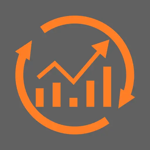 A growth chart with circular arrows icon
